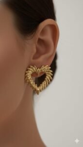 Heart Shaped Ear Ring - Stainless Steel heart shaped ear ring stainless steel